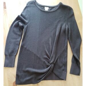 Chico's Size 0 Small Pullover Long Sleeve Sweater Brown With Side Knot